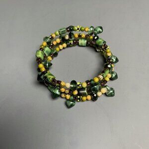 Green Glass Green Turquoise Mixed Bead Bracelet